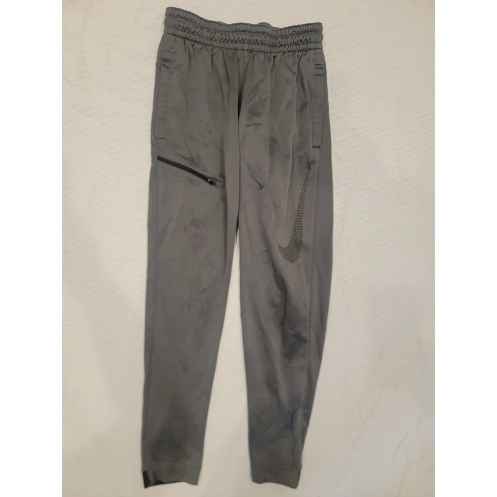 Nike Swoosh Dri-Fit Joggers Fleece Lined Sweatpants Elastic Waist Cuffs Gray S‎